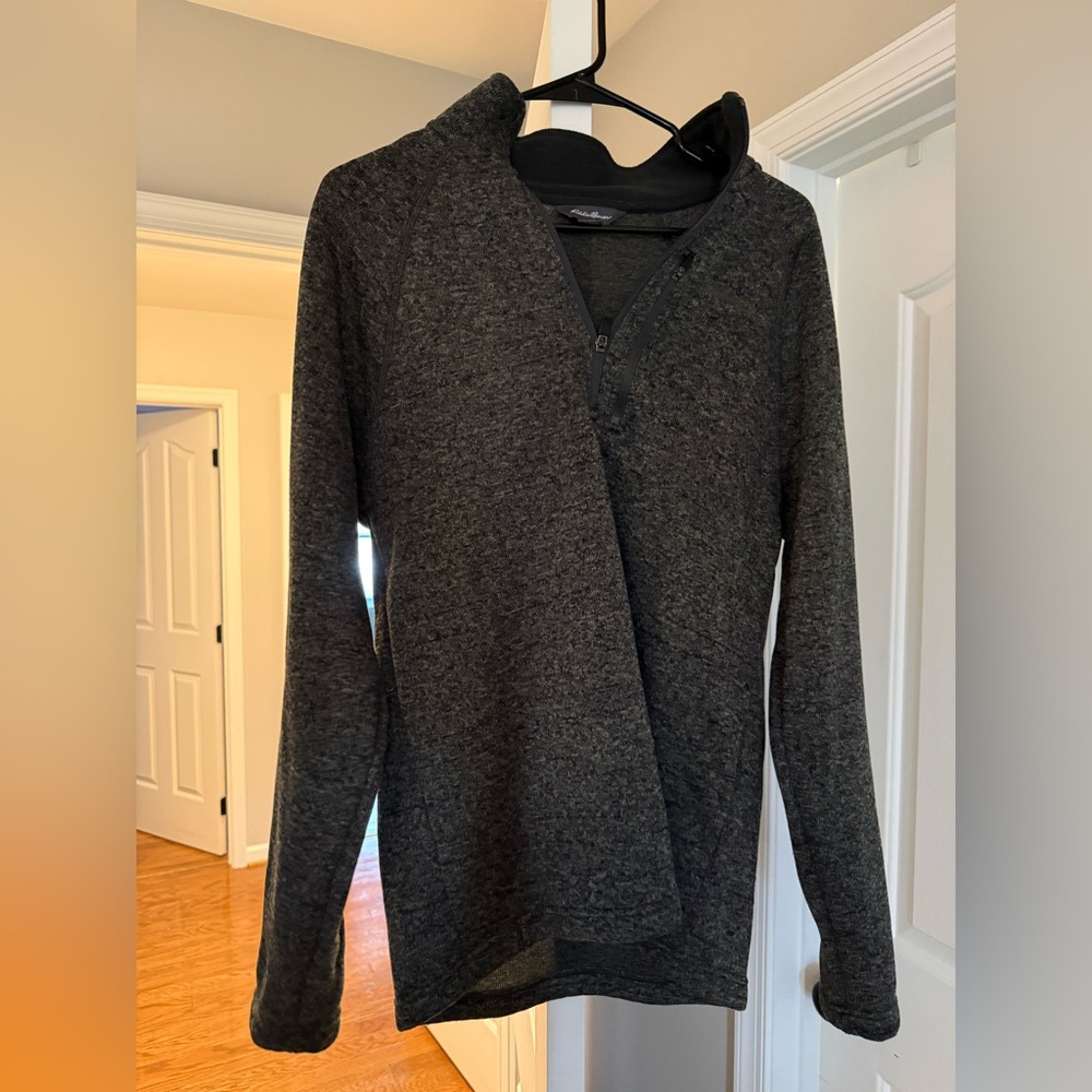 Eddie Bauer Men's Dark Gray Zip-Up Sweater